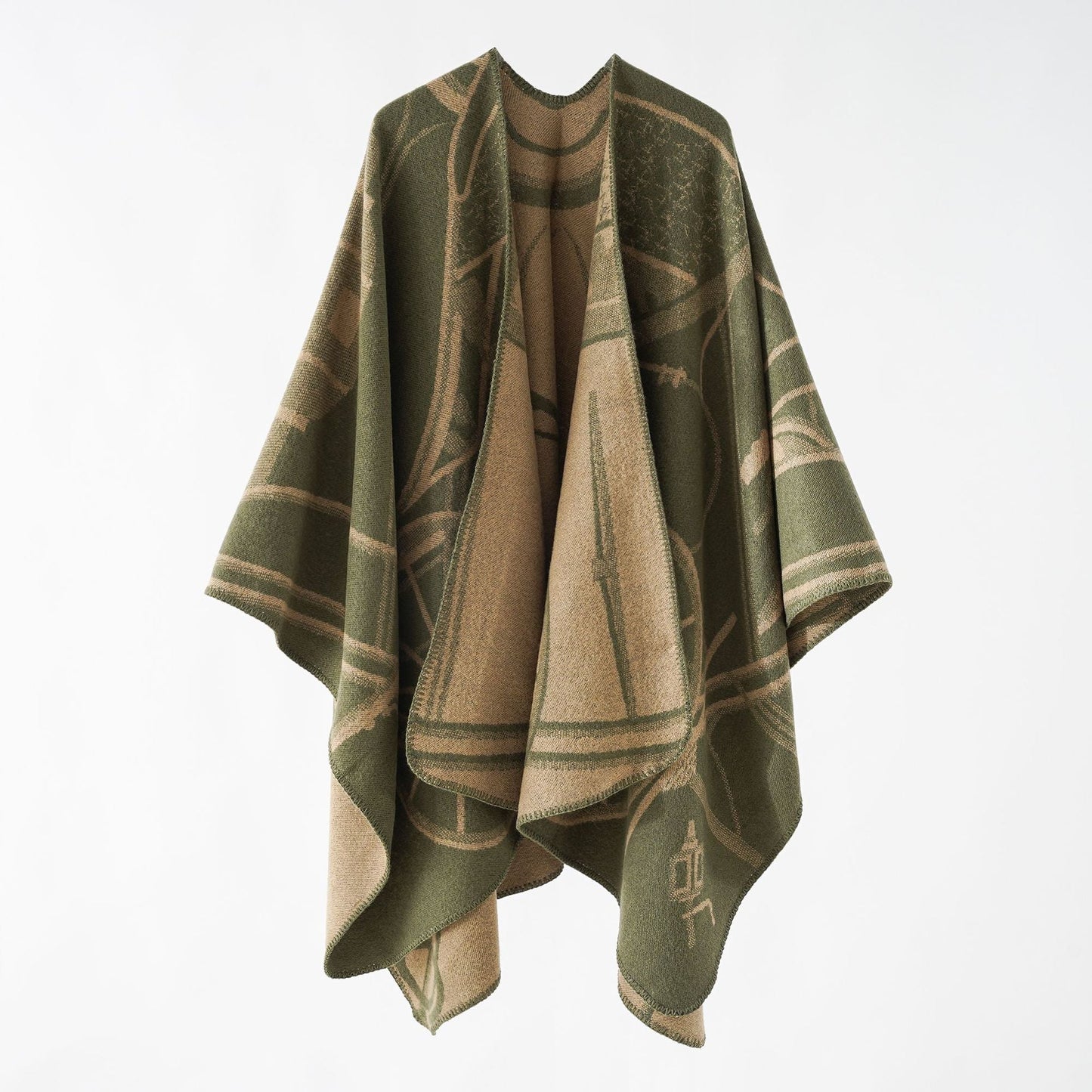 Street Wave Elegant Autumn Jacket For Women Warm Cozy Poncho Wrap Coat With Thermal Lining
