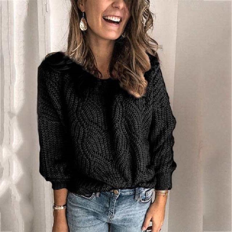 Street Wave Womens Knit Sweater With Creative Cable Pattern Soft Cozy Fit For Everyday Casual Wear
