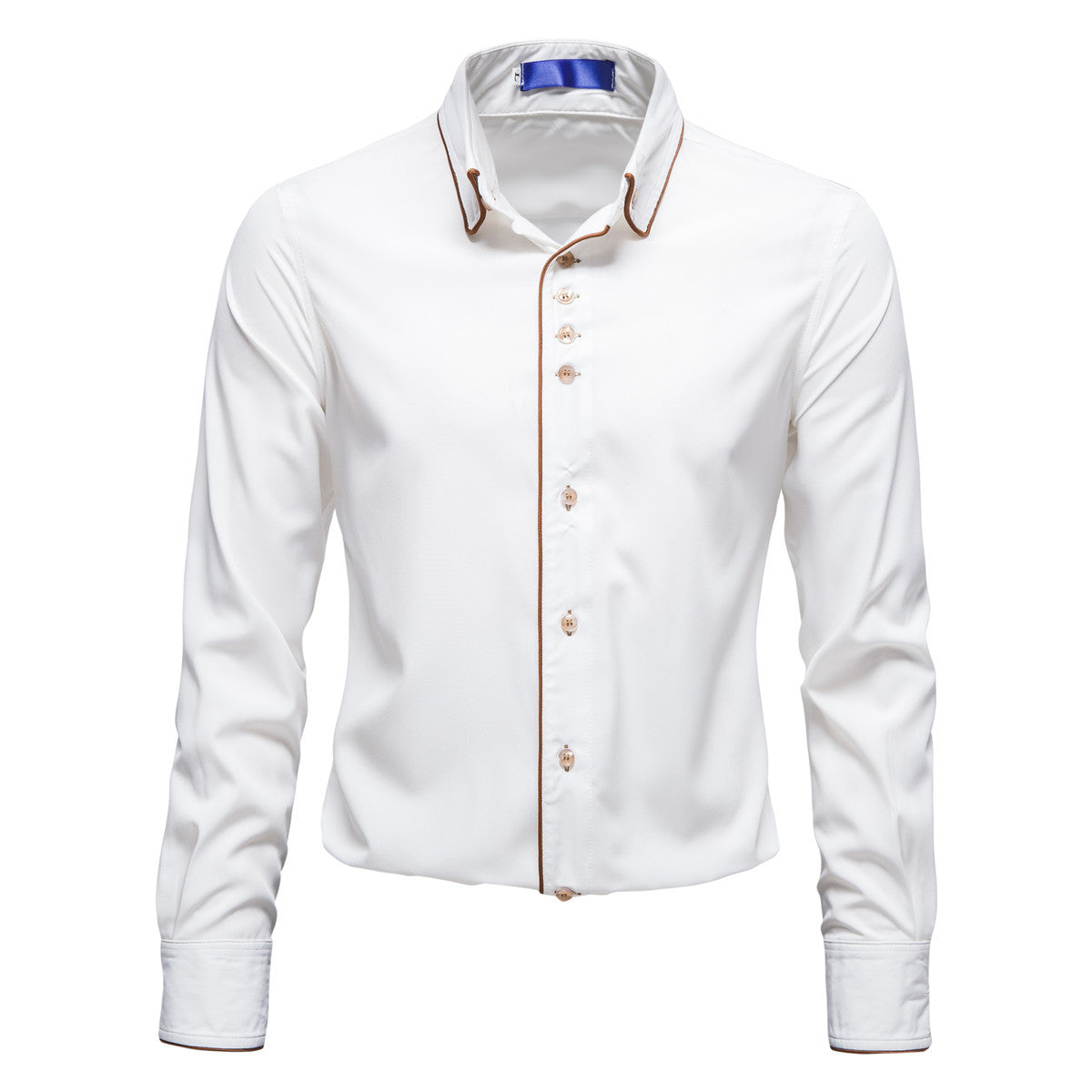 Street Wave Mens Elegant Shirt With Contrast Collar Trim