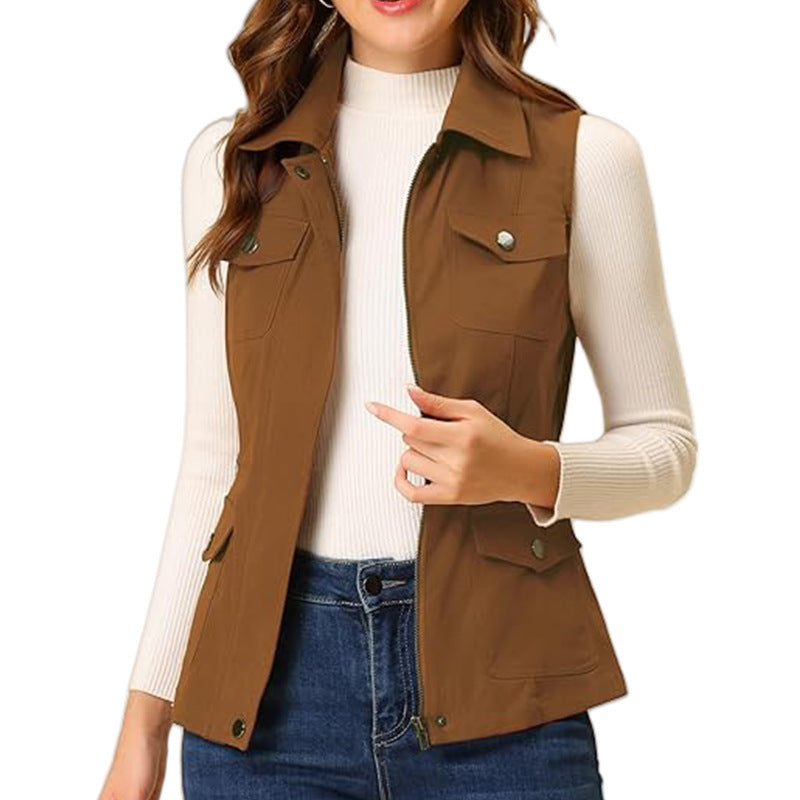 Street-wave Womens Functional Camping Vest With Zippered Pockets Durable Breathable Outdoor Vest For Active Women