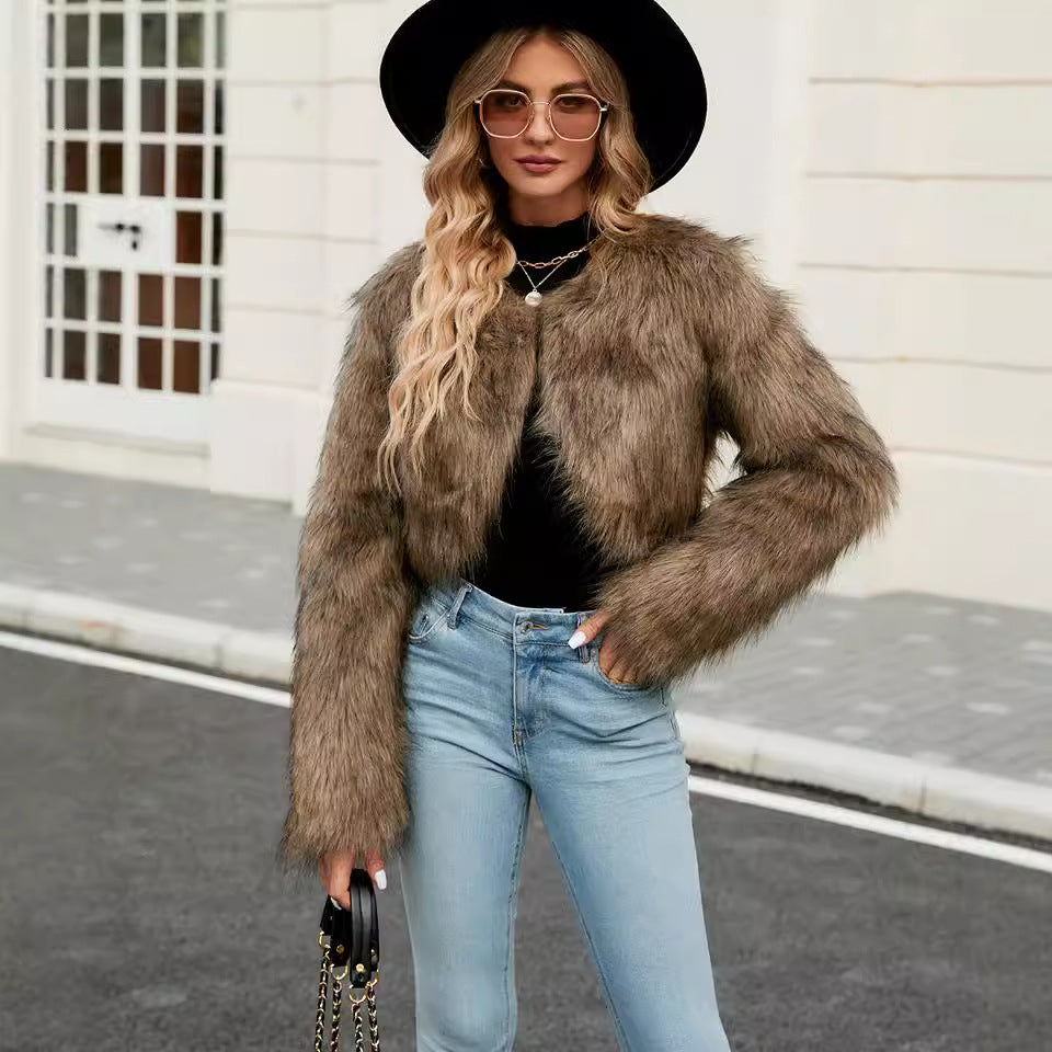 Street Wave Faux Fur Jacket For Style Conscious Women With Wide Silhouette And Fluffy Sleeves Luxurious Warmth