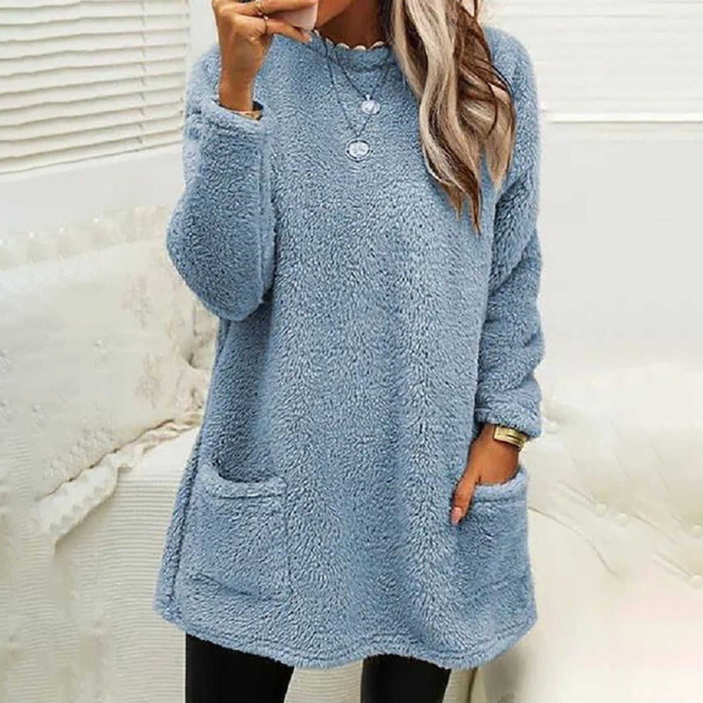 Streetwave Women Cozy Fleece Pullover With Pockets Loose Fit For Casual Comfort Everyday