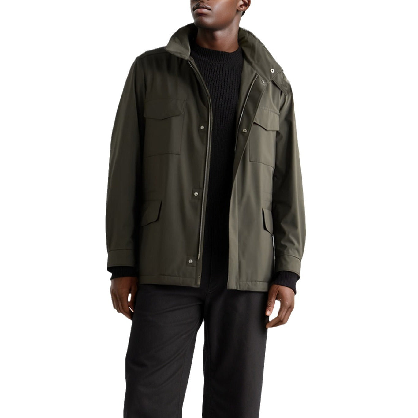 Men's Utility Jacket Street-Wave High Collar With Practical Pockets Durable Everyday Wear