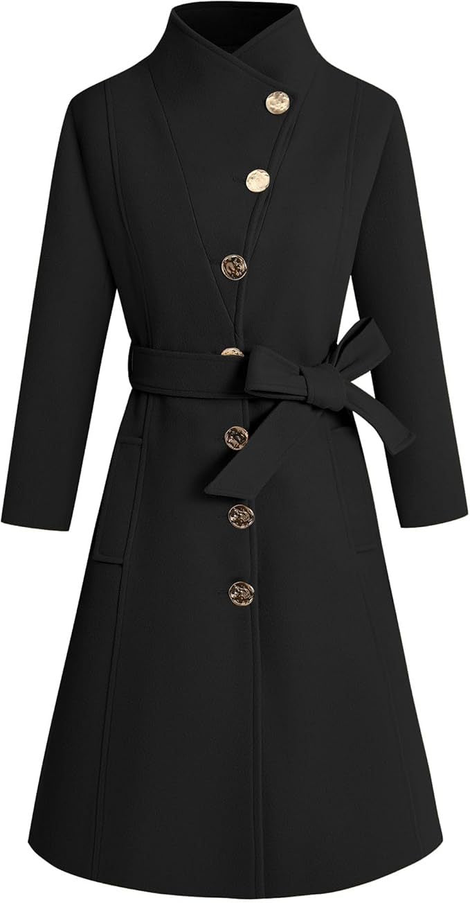Street-Wave Women's Wrap Coat With Bold Collar And Tie Belt For Cozy Elegant Winter Outerwear