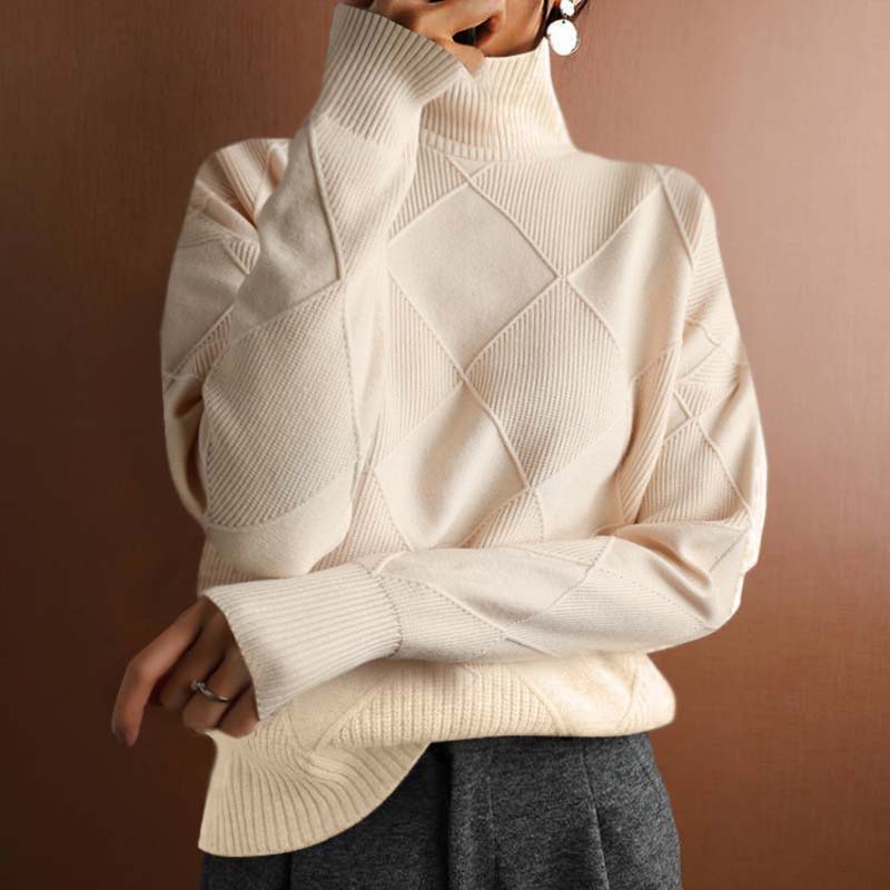 Street-Wave Womens Knit Sweater Lime Green Stand Collar Cozy Cotton Acrylic Pullover