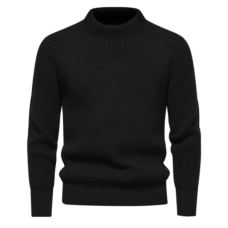 Mens Chunky Knit Pullover With High Collar Street-wave Timeless Design And Warmth For Him