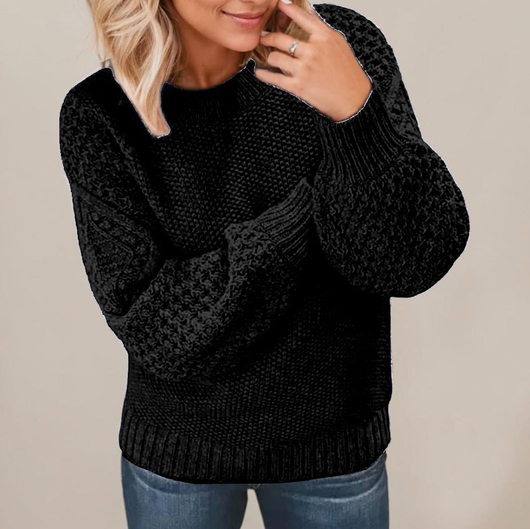 Streetwave Womens Cozy Knit Sweater With Textured Sleeve Design Plush Warm Pullover For Cold Days