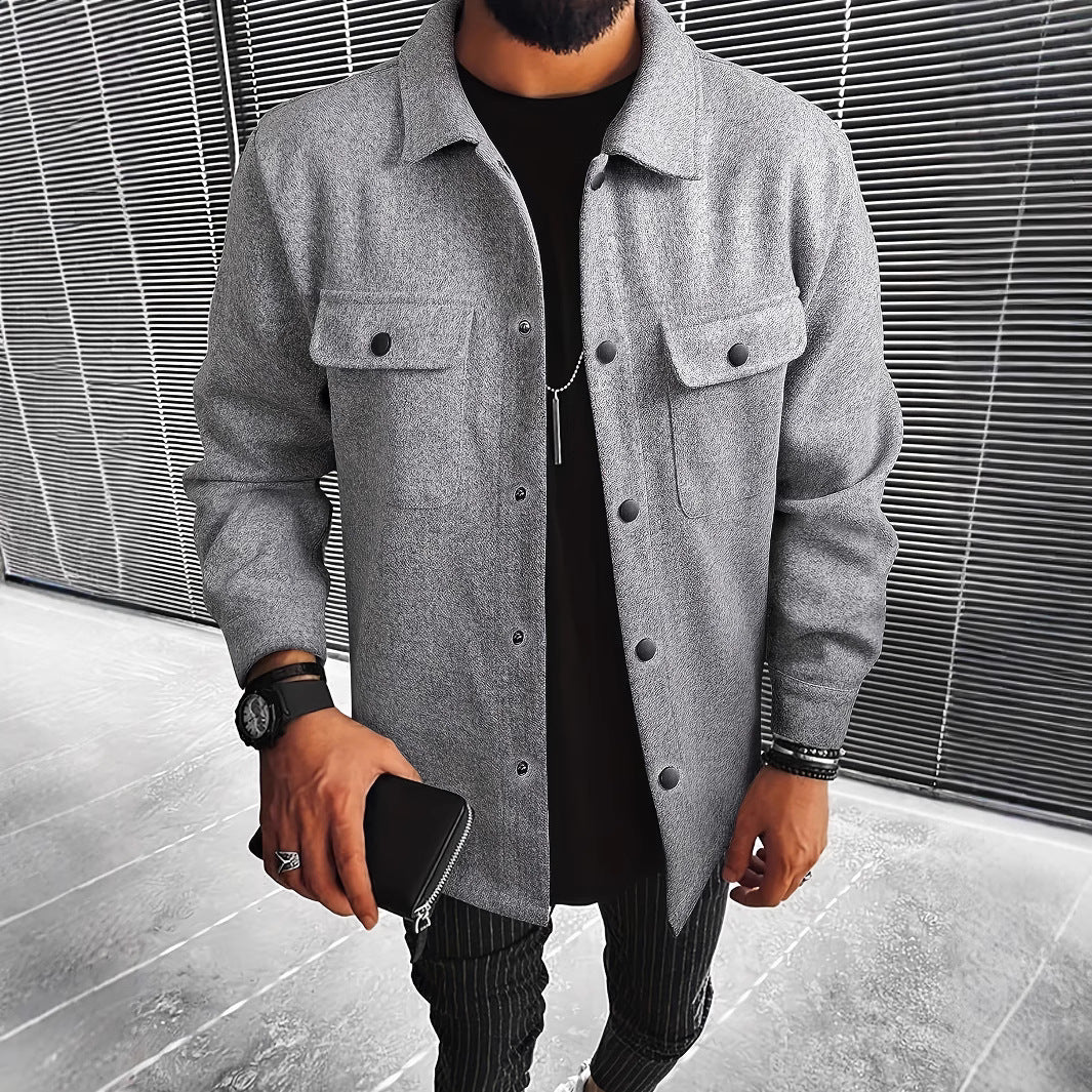 Men's Wool Blend Shirt Jacket Street-Wave Timeless Transitional Outerwear For Modern Men