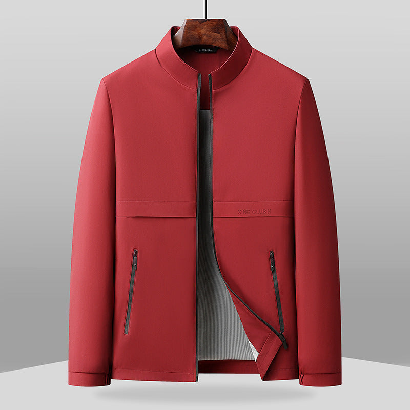 Street-Wave Mens Jacket Band Collar Full Zip Pockets Hip Length Regular Fit