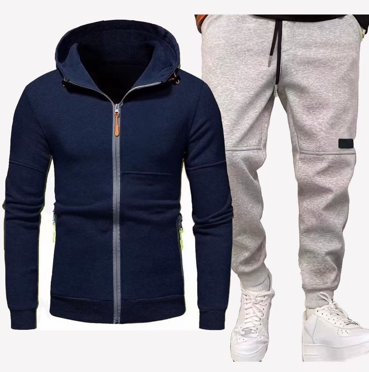 Mens Streetwave Breathable Tracksuit Set With Hooded Zip Pockets For Active Athletes