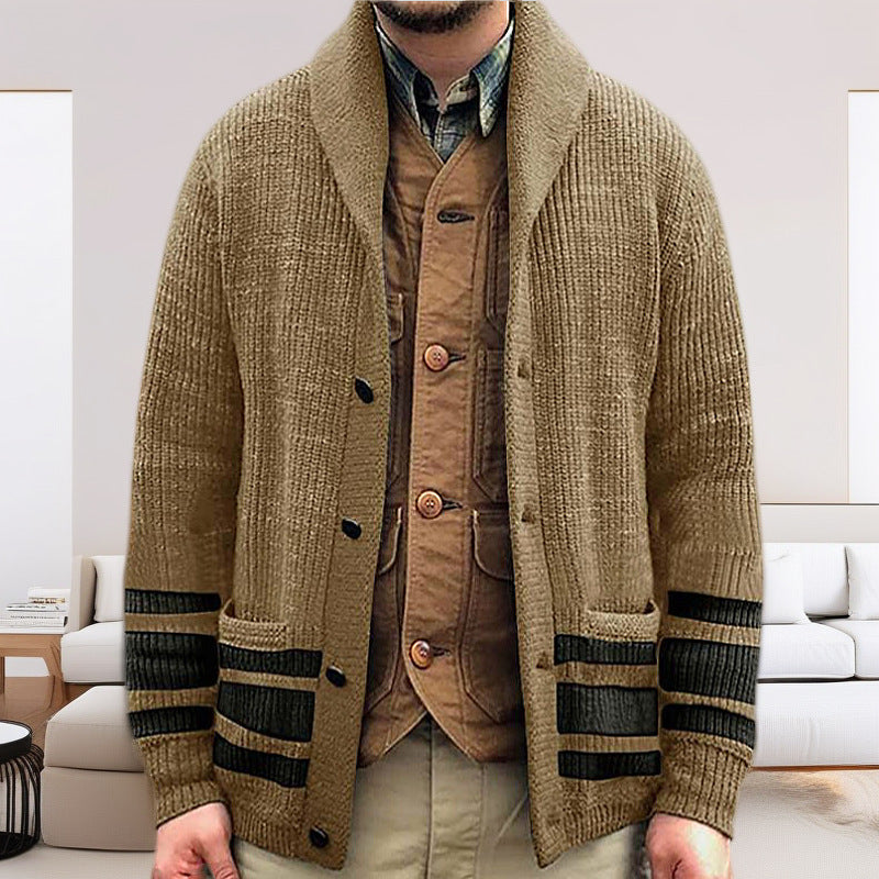 Street-Wave Mens Cardigan With Modern Waffle Knit And Practical Pockets For Everyday Style