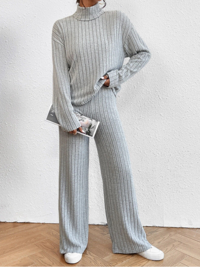 Chunky Knit Two-Piece Set With High Neck By Street-wave For Women Cozy Wide-Fit Comfort