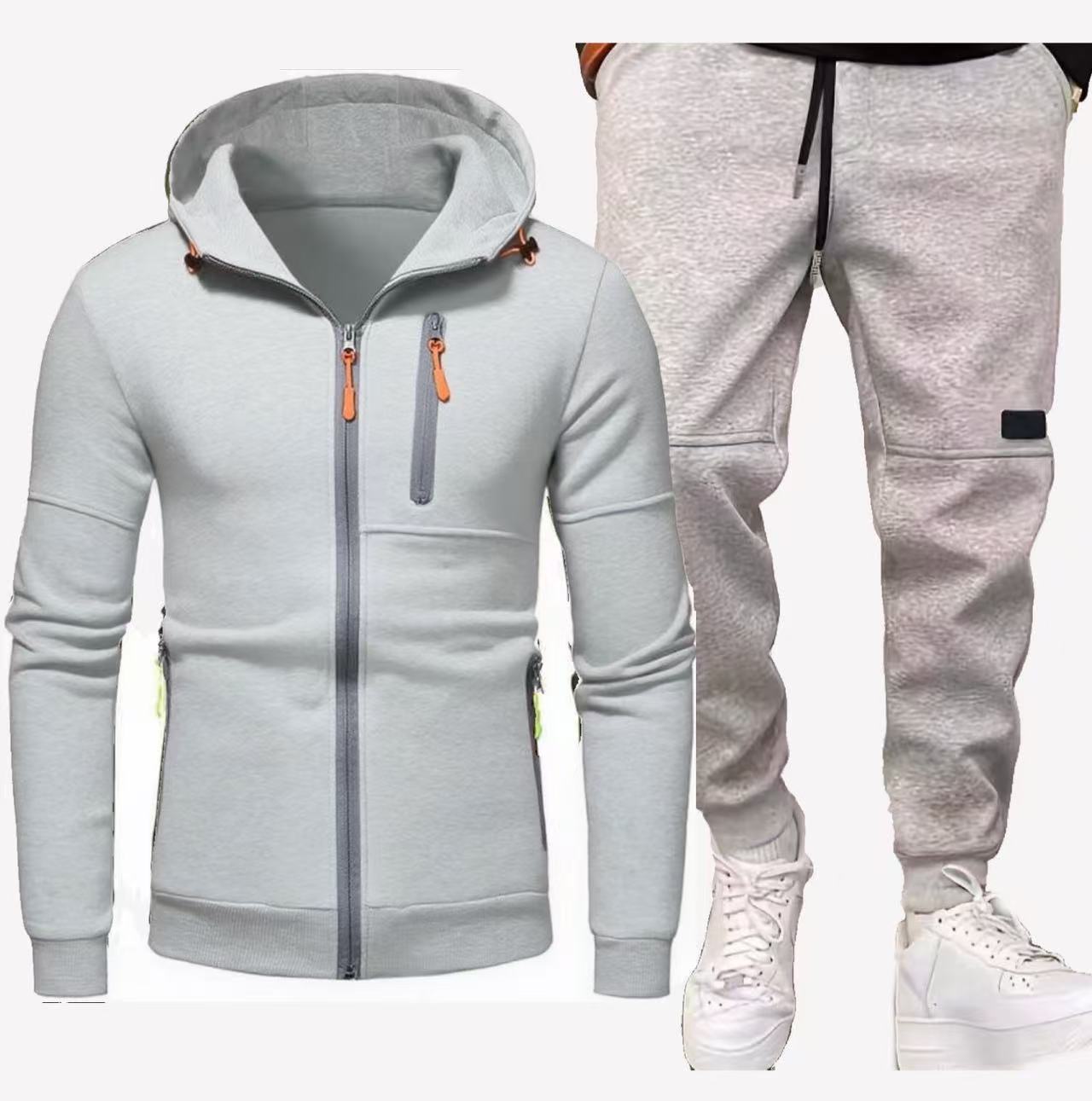 Mens Streetwave Breathable Tracksuit Set With Hooded Zip Pockets For Active Athletes