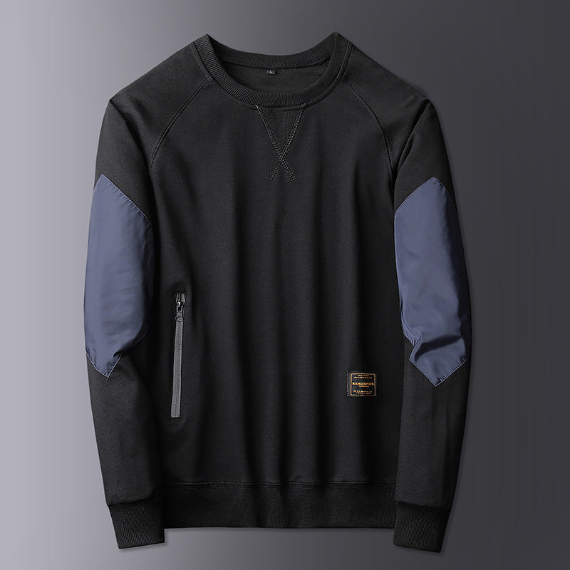 Street Wave Men's Athletic Sweatshirt With Contrast Sleeves Breathable Cotton Blend For Active Wear