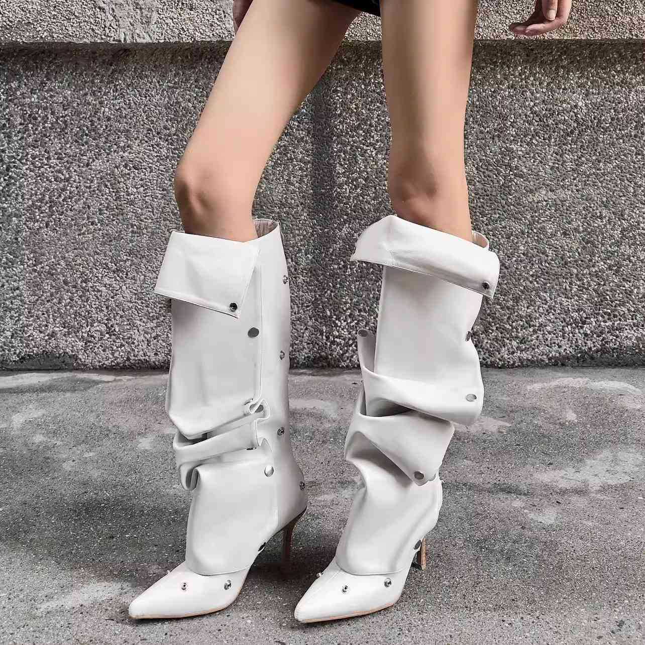 Street-Wave Overknee Boots For Women With Innovative Design And Elegant Heel For Modern Style Lovers