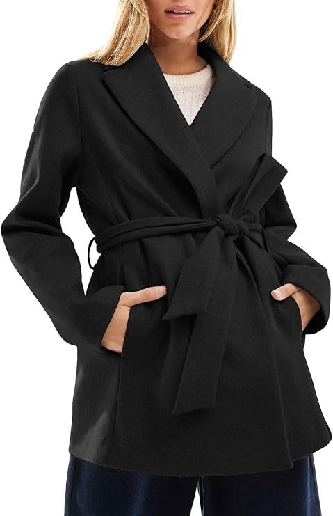 Street-wave Women Pink Wrap Coat Belted Jacket For Elegant Comfort And Versatile Office To City
