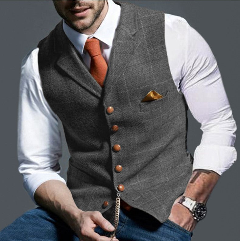 Street-wave Men's Elegant Waistcoat Vest With Breathable Durable Fabric For Formal Events
