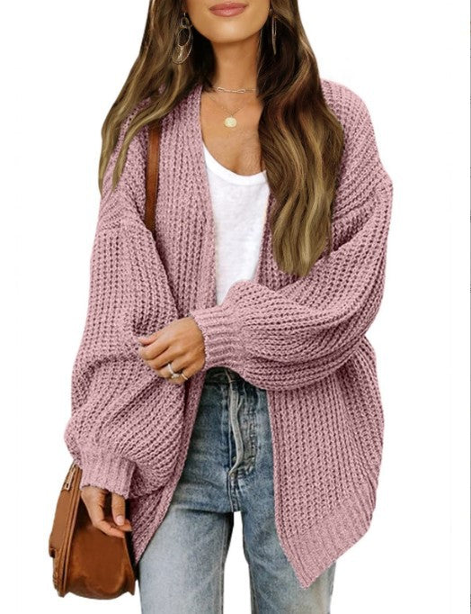 Street-wave Women's Chunky Knit Cardigan With Drop Shoulders For Cozy Casual Everyday Wear