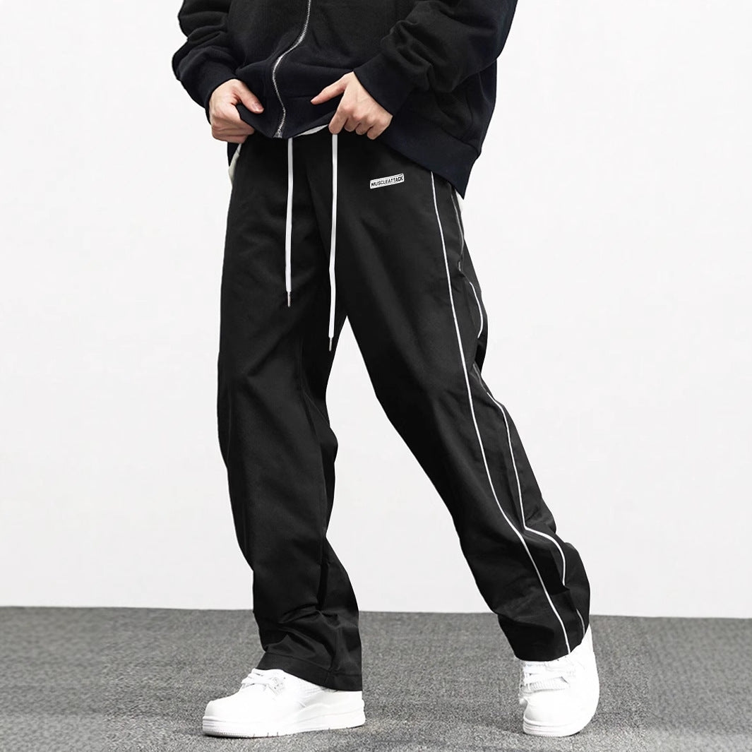 Men's Premium Leisure Track Pants With Adjustable Waistband And Side Stripes By Street-Wave