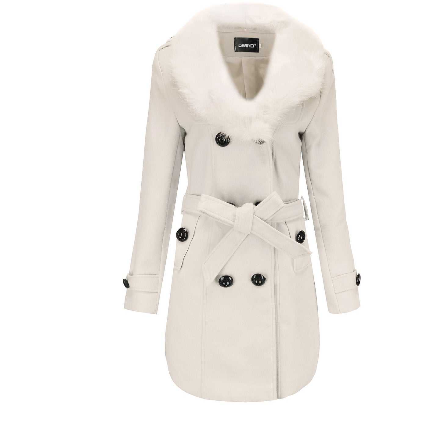Women Trench Coat With Faux Fur Collar Waist Belt By Streetwave Water Repellent Luxury
