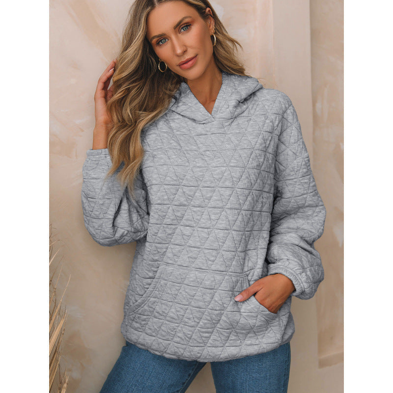 Street-Wave Women's Quilted Hoodie With Pockets Cozy Warm