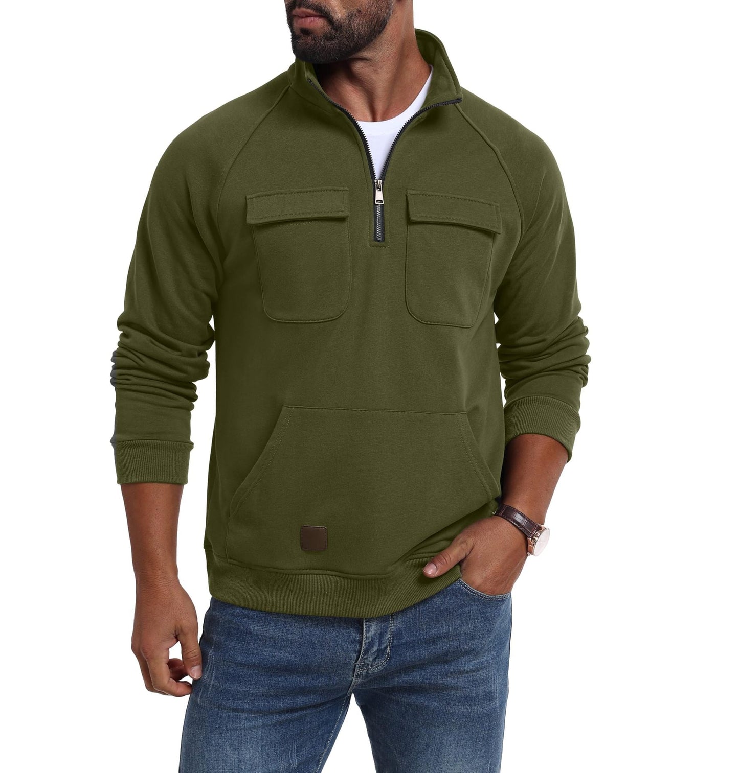 Streetwave Mens Functional Pullover With Front Zip Pockets For Active Lifestyles