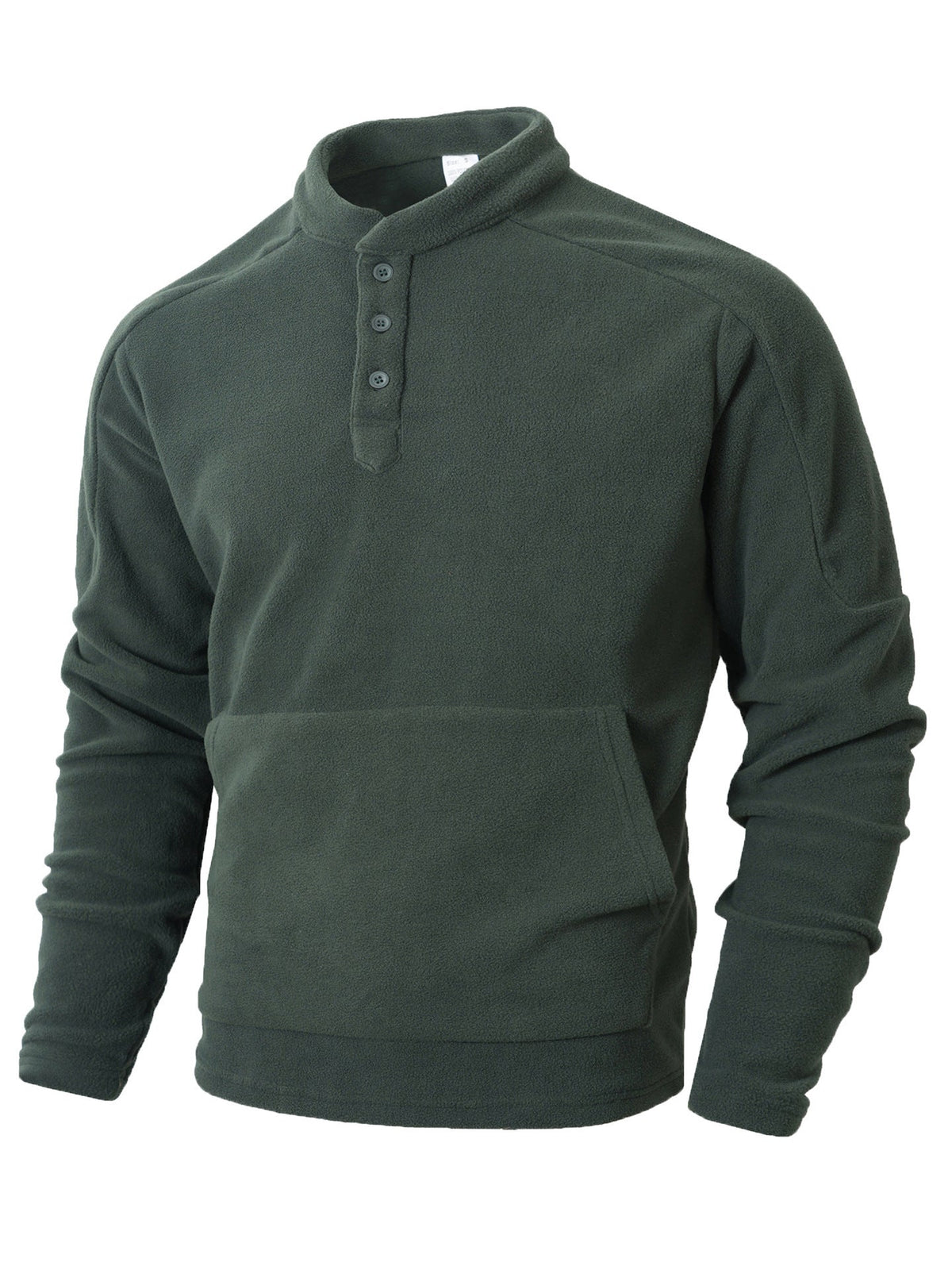 Men's Fleece Pullover With Stand Collar And Button Details By Street-wave Cozy Warmth For Cold Days