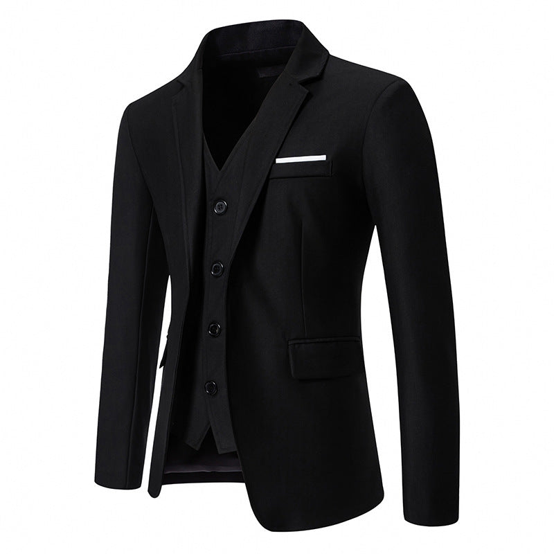 Street-wave Men's Elegant Premium Three-Piece Suit Set With Blazer Vest And Trousers For Formal Occasions