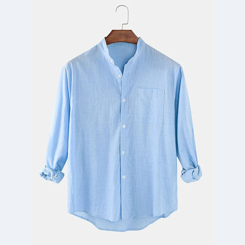 Street Wave Men's Lightweight Linen Long Sleeve Shirt With Breathable Comfort For Casual Summer Wear