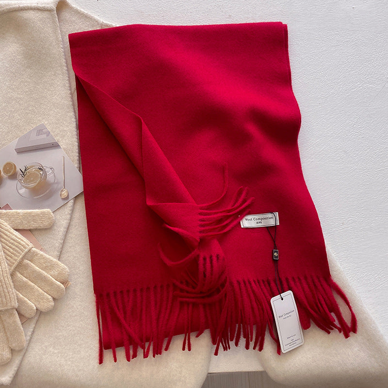 Women's Plain Tassel Scarf with Soft Fabric and Versatile Style