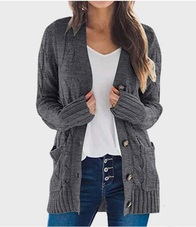 Streetwave Women's Chunky Knit Cardigan With Cable Pattern And Pockets Cozy Everyday Essential