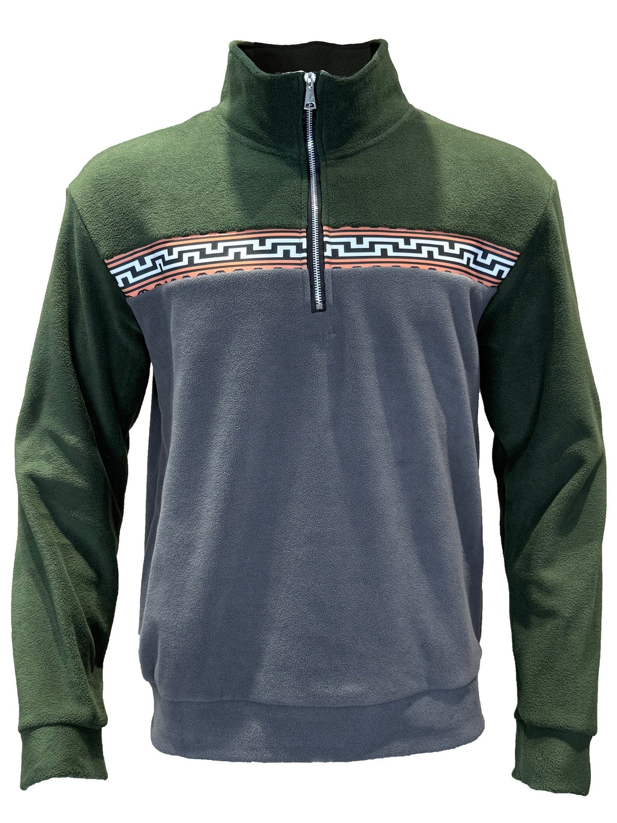Streetwave Mens Fleece Pullover With Stand Collar And Color Block Pattern Warmth