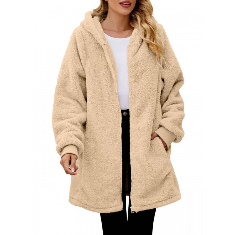 Street-wave Women's Cozy Fleece Hooded Jacket for Warmth, Soft Comfort and Style