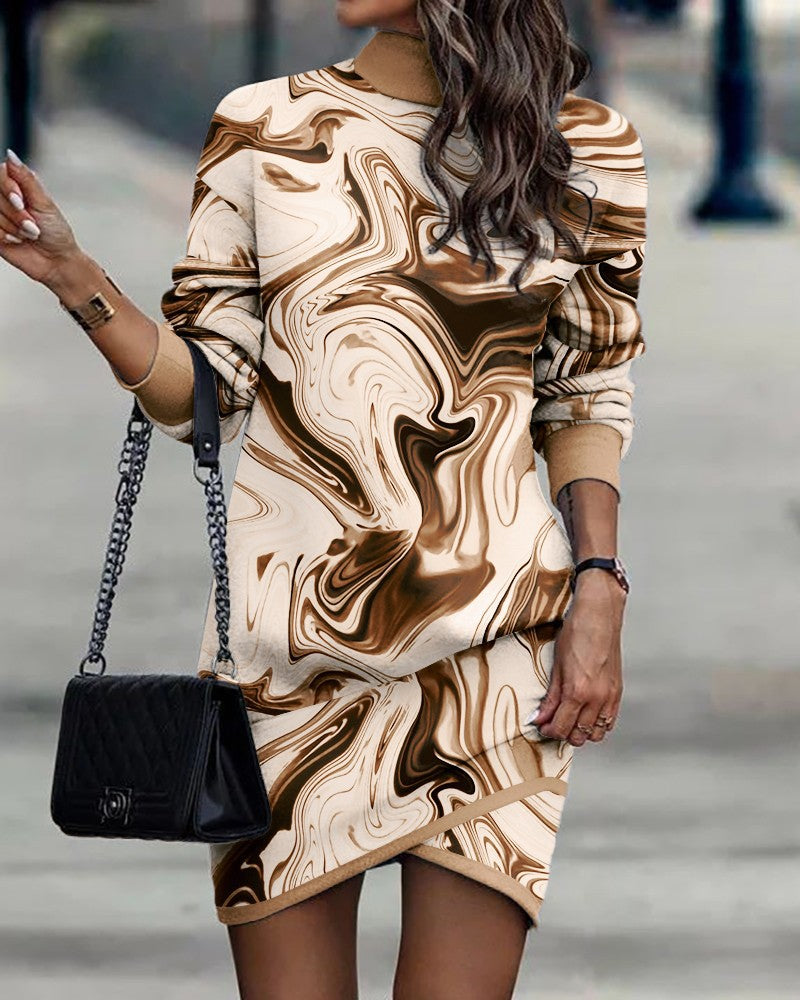 Street-Wave Graphic Skull Sweatshirt Dress With Floral Accents For Women Premium Cotton Blend