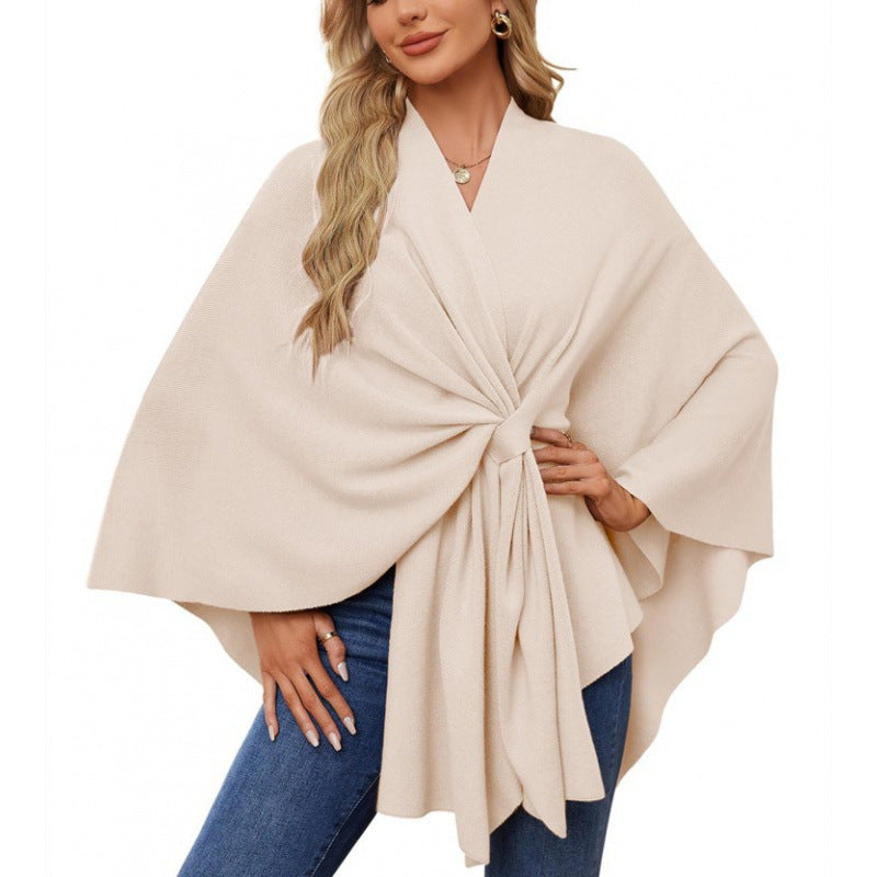 Streetwave Wrap Coat With Knot Tie Front Elegant Draped Silhouette For Stylish Women