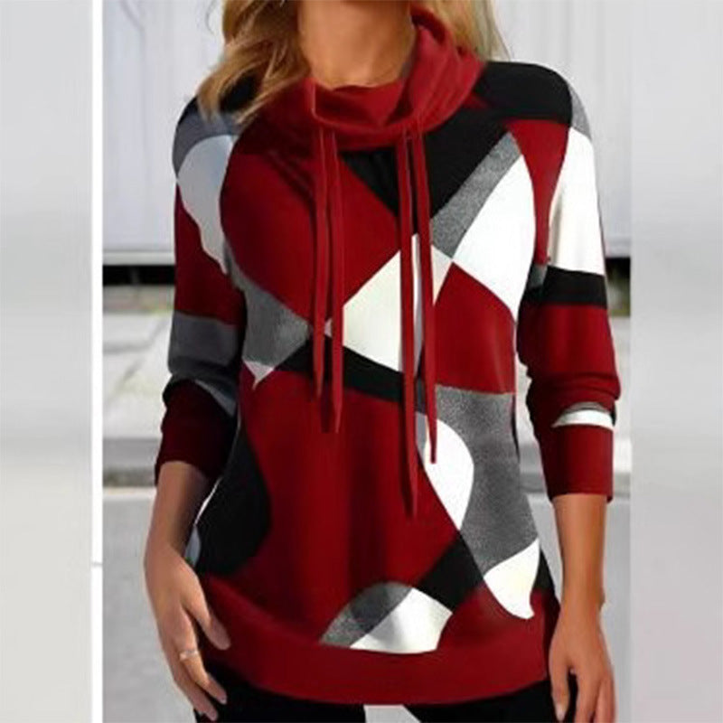 Geometric Pattern Womens Hoodie Sweatshirt Streetwave Slim Fit Comfort For Everyday Wear
