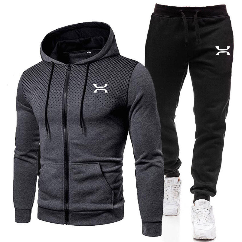 Street-wave Men's Breathable Hoodie Tracksuit with Comfortable Joggers for Active Athletes