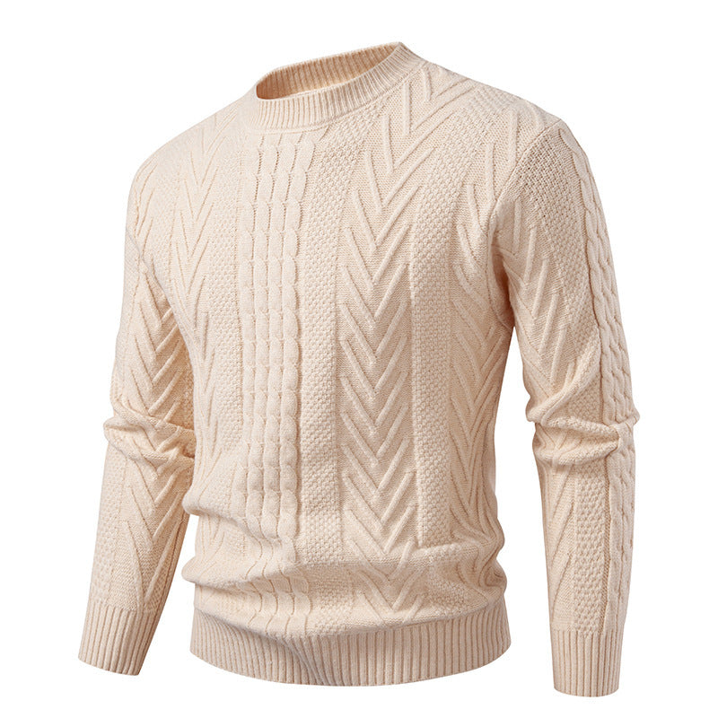 Street-wave Mens Cable Knit Pullover Crew Neck For Stylish Everyday Cozy Warmth And Comfort
