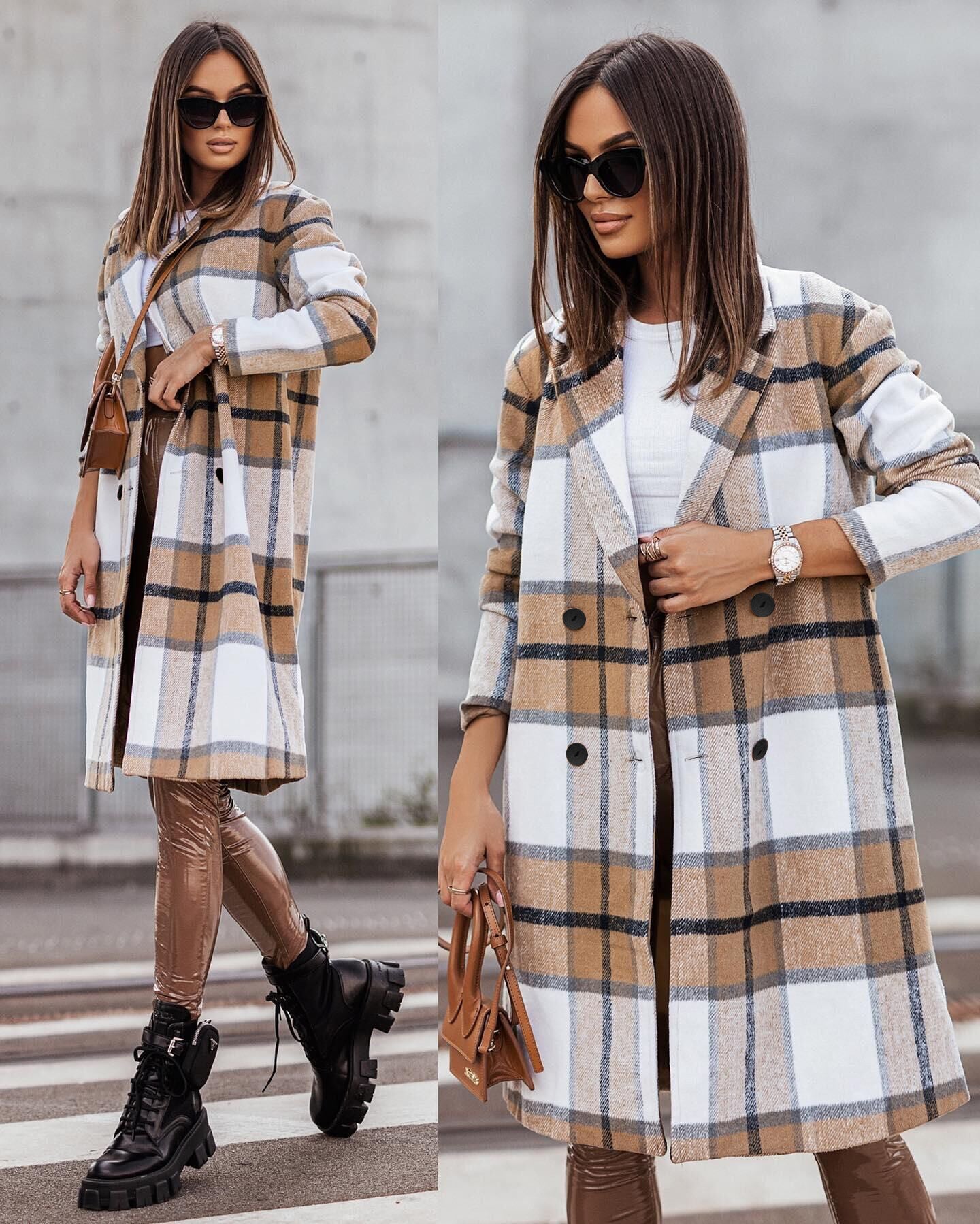 Streetwave Women Plaid Oversized Winter Coat For Cold Weather Warmth And Comfort