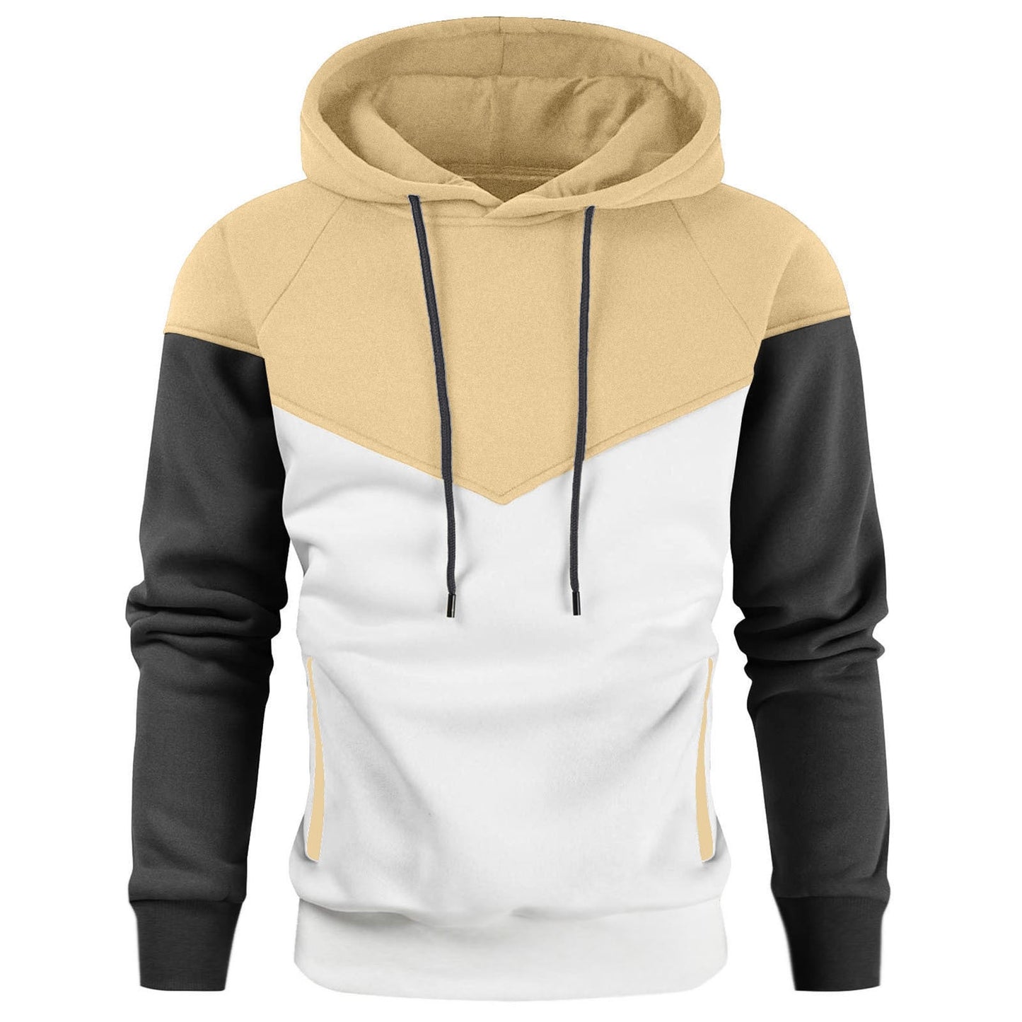 Street-wave Mens Hoodie With Geometric Color Block For Active Casual Wear In Modern Street Style