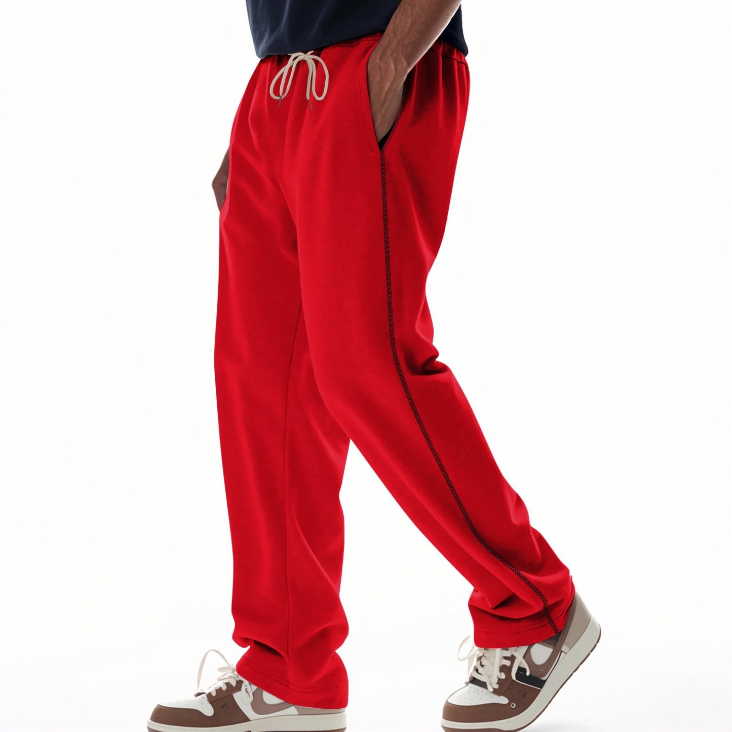 Men's Jogger Pants With Zip Pockets Street-Wave Drawstring Comfort For Everyday Wear