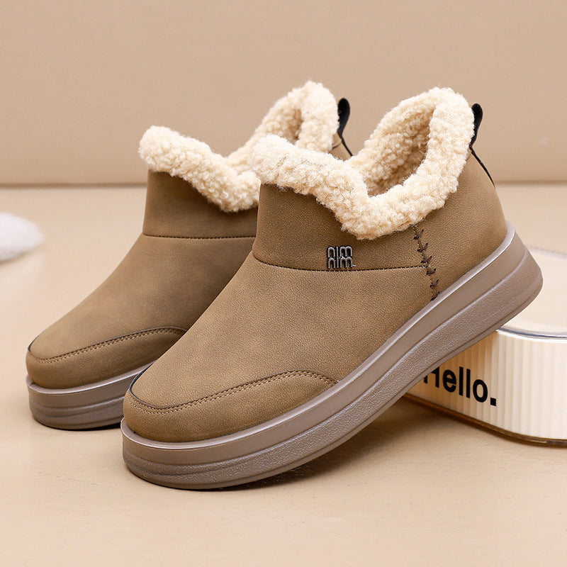 Street Wave Women Shearling Lined Winter Boots Warm Comfort Plush Fur Lining Cozy Insulated Slip On