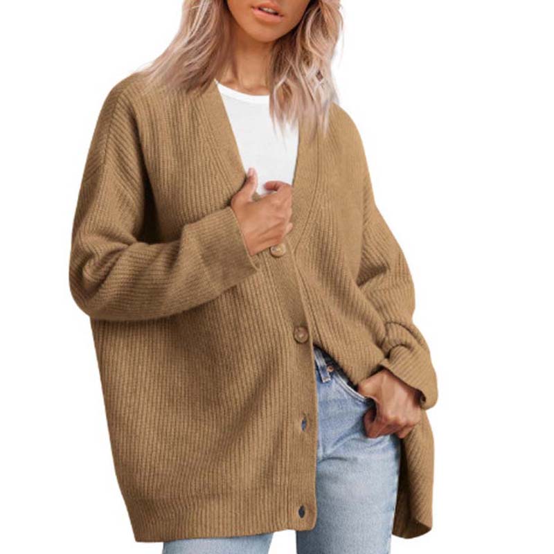 Street-Wave Classic Knit Cardigan For Everyday Women Button Front Cotton-Acrylic Blend Cozy Warmth