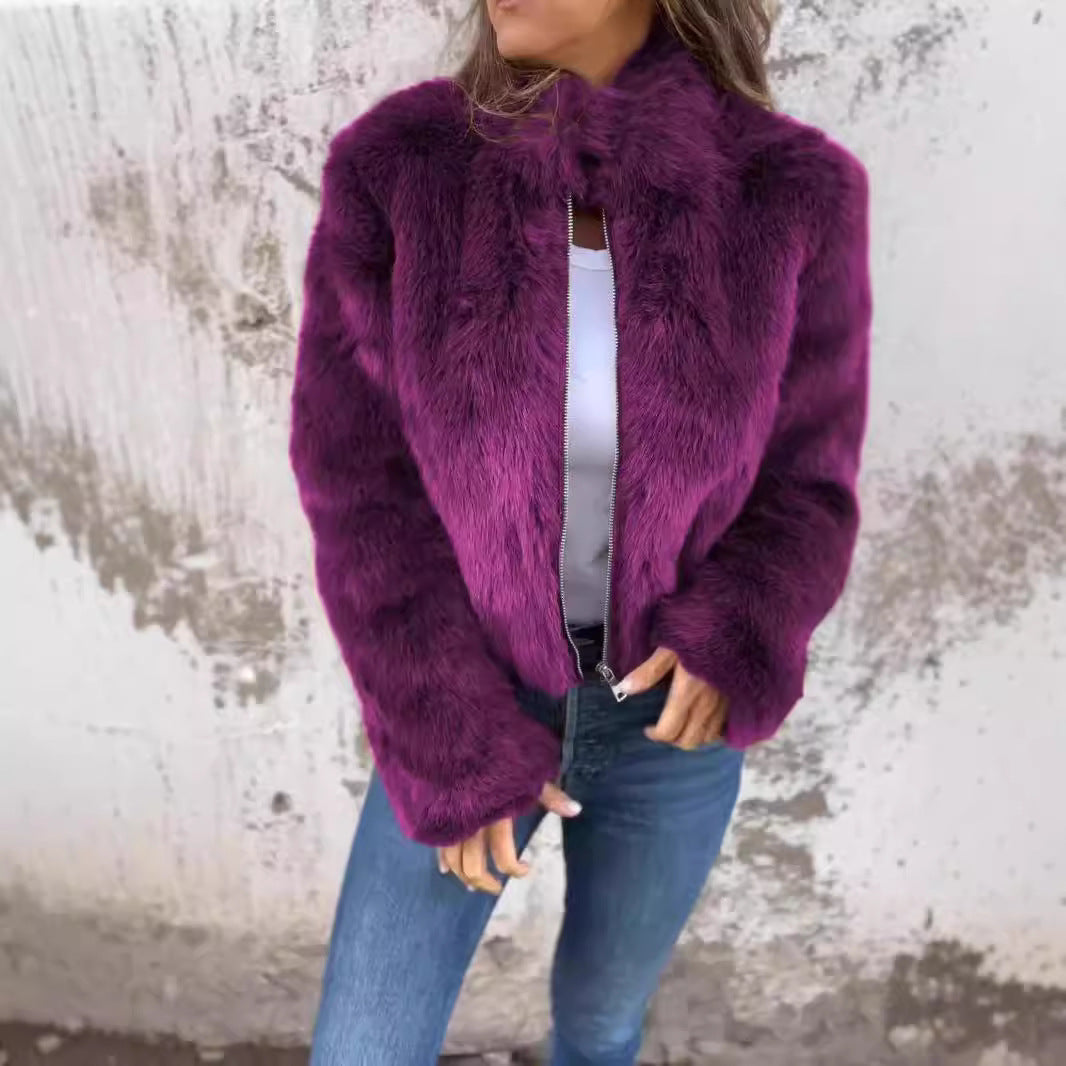 Street-Wave Womens Fleece Jacket With High Collar And Full Zip For Cozy Warmth On Chilly Days