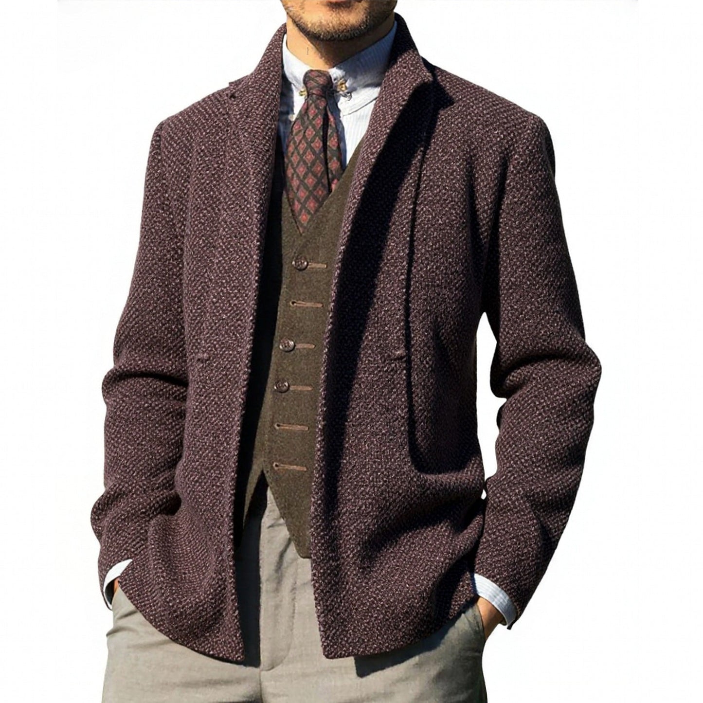 Mens Wool Cardigan With Modern Fit And Practical Pockets For Fashionable Men Street Wave