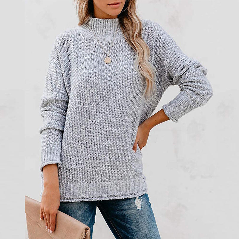 Street-wave Women's Chunky Knit Sweater With High Neck And Relaxed Fit For Cozy Versatile All Day Wear