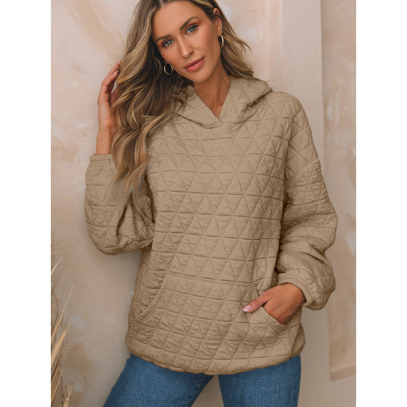 Street-Wave Women's Quilted Hoodie With Pockets Cozy Warm