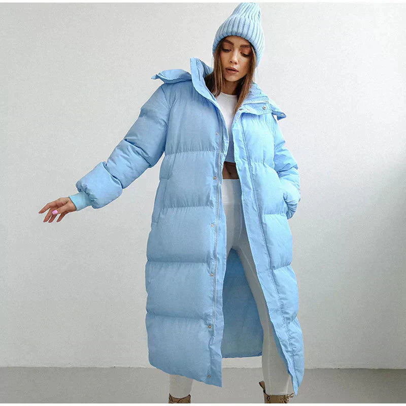Street-Wave Long Hooded Winter Coat For Women With Adjustable Hood Deep Pockets Cozy Regular Fit