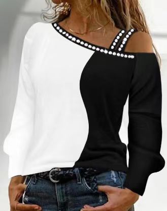 Streetwave Rhinestone Embellished Asymmetric Top For Fashionable Women Ready For Nightlife