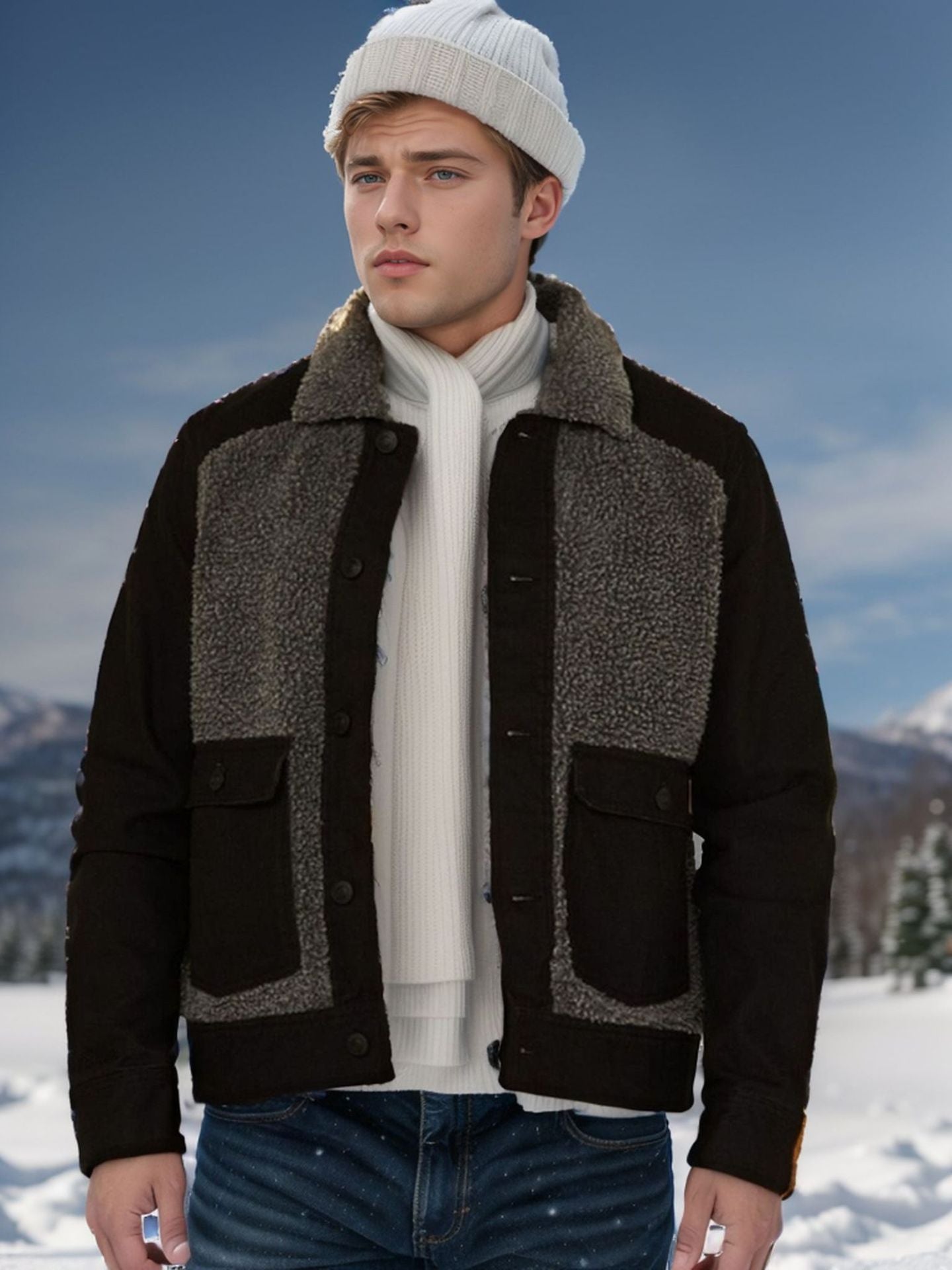 Street-wave Oversized Men's Jacket With Soft Fleece Lining And Practical Pockets
